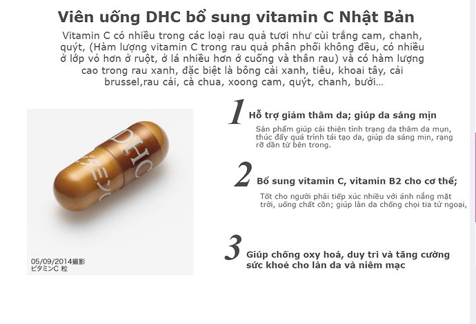 chuc nang vien uong bo sung vitamin C DHC