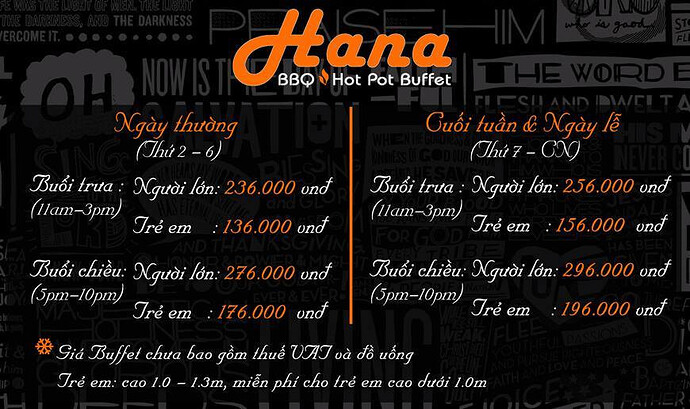 Giá vé và Hana buffet