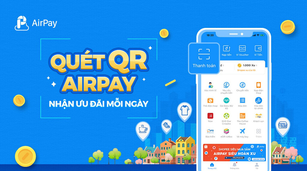 AirPay ứng dụng Ví điện tử thanh toán mọi lúc mọi nơi