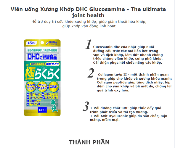 Viên uống Xương Khớp DHC Glucosamine - The ultimate joint health