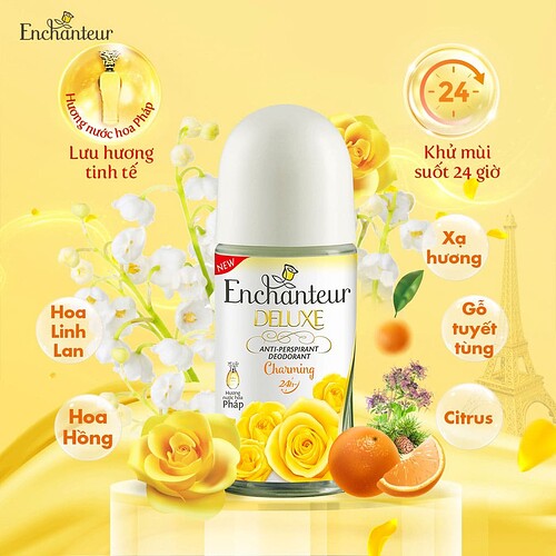 Lăn khử mùi trắng da Enchanteur Charming