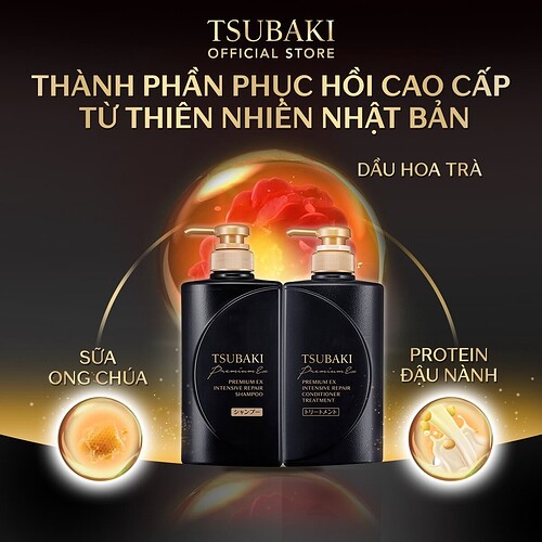 Bộ đôi Gội xả Phục hồi chuyên sâu Tsubaki Premium Ex Intensive 490mlx2