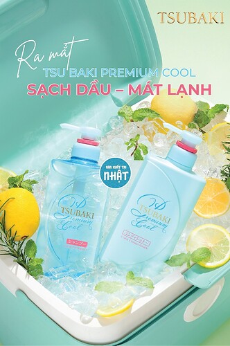 Bộ đôi Gội xả Sạch dầu mát lạnh Tsubaki Premium Cool & Repair Shampoo 490mlx2