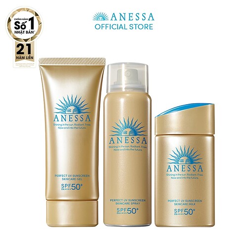 Bộ sản phẩm kem chống nắng Anessa dưỡng da bảo vệ hoàn hảo (Anessa UV Gold Milk 60ml + Gold Spray 60g)