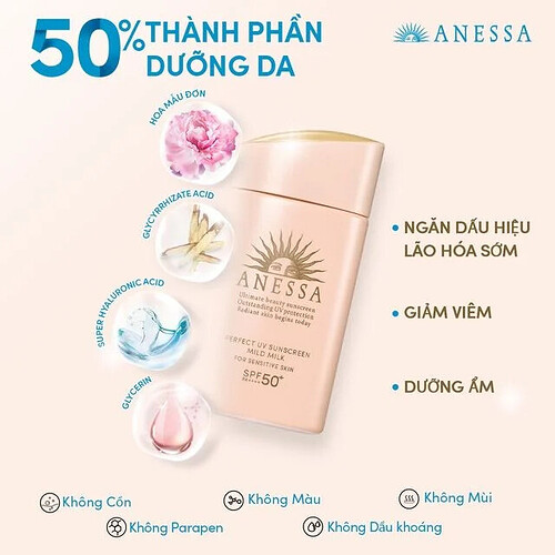 kem chống nắng dạng sữa dưỡng da dịu nhẹ Anessa bản màu hồng