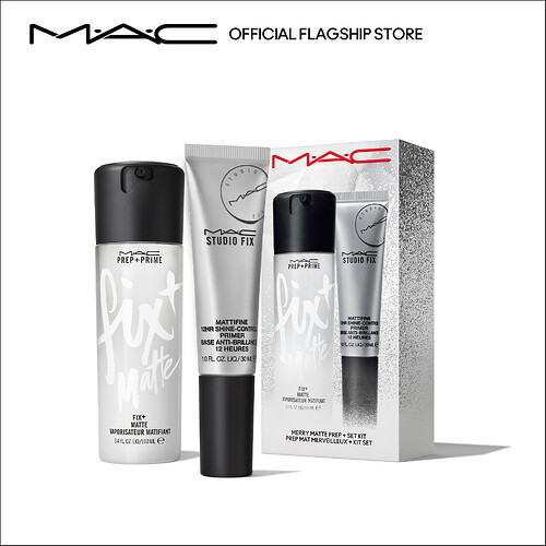 Bộ Fix+ phiên bản đặc biệt của MAC gồm Studio Fix Mattifine 12HR Shine-Control Primer và Fix+ Matte fullsize