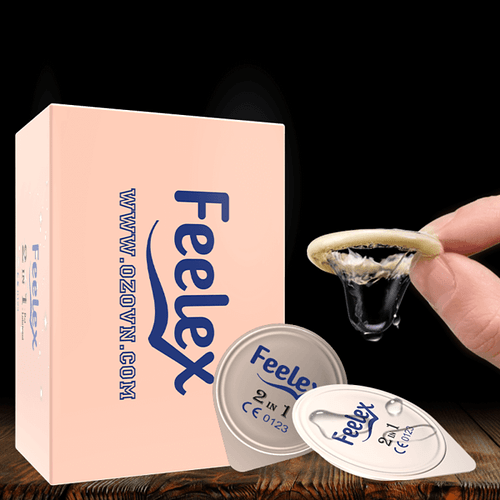 Bao cao su Feelex 2 in 1 gân gai nhiều gel bôi trơn siêu mỏng hộp 10 cái